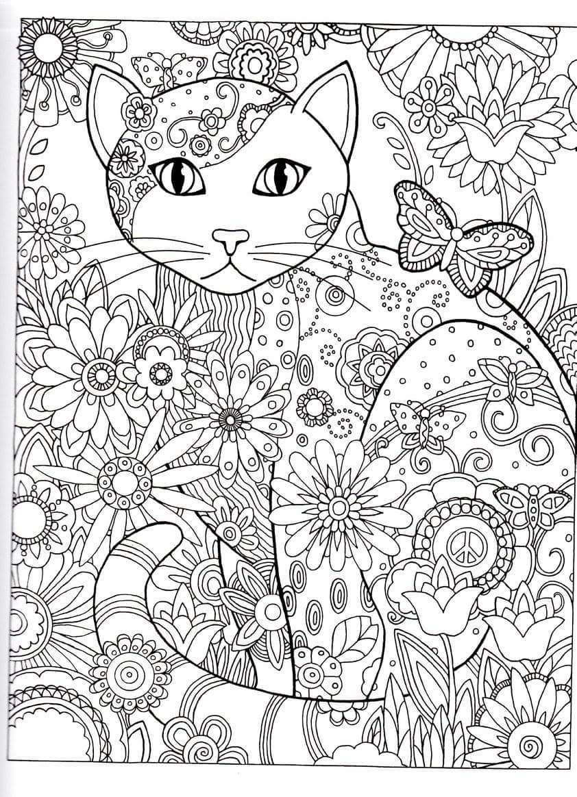 Hard Realistic Cat Coloring Pages - Coloring cats for adults and some